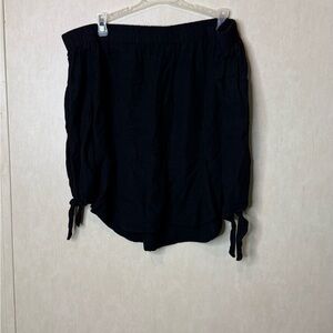 Elegant Black Women's Off The Shoulder Blouse with Tie Details